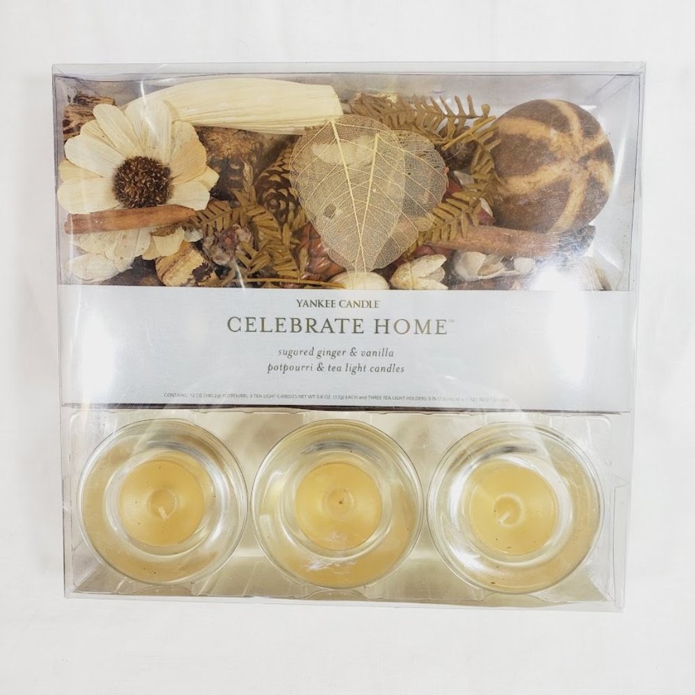 Yankee Candle Celebrate Home Set Sugared Ginger & Vanilla Potpourri & Candles